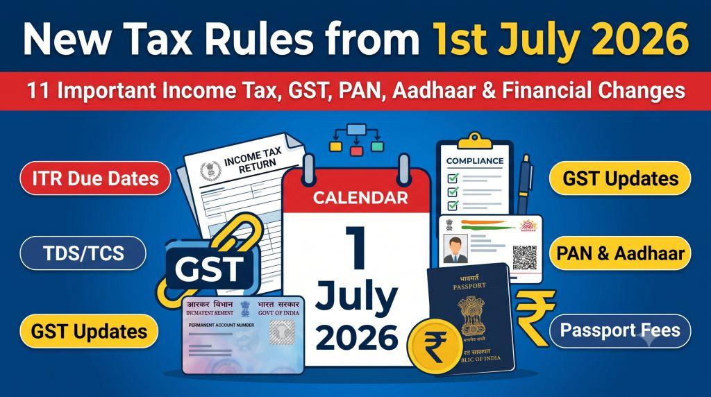 New Tax Rules from 1st July 2026: 11 Important Income Tax, GST, PAN, Aadhaar & Financial Changes You Must Know